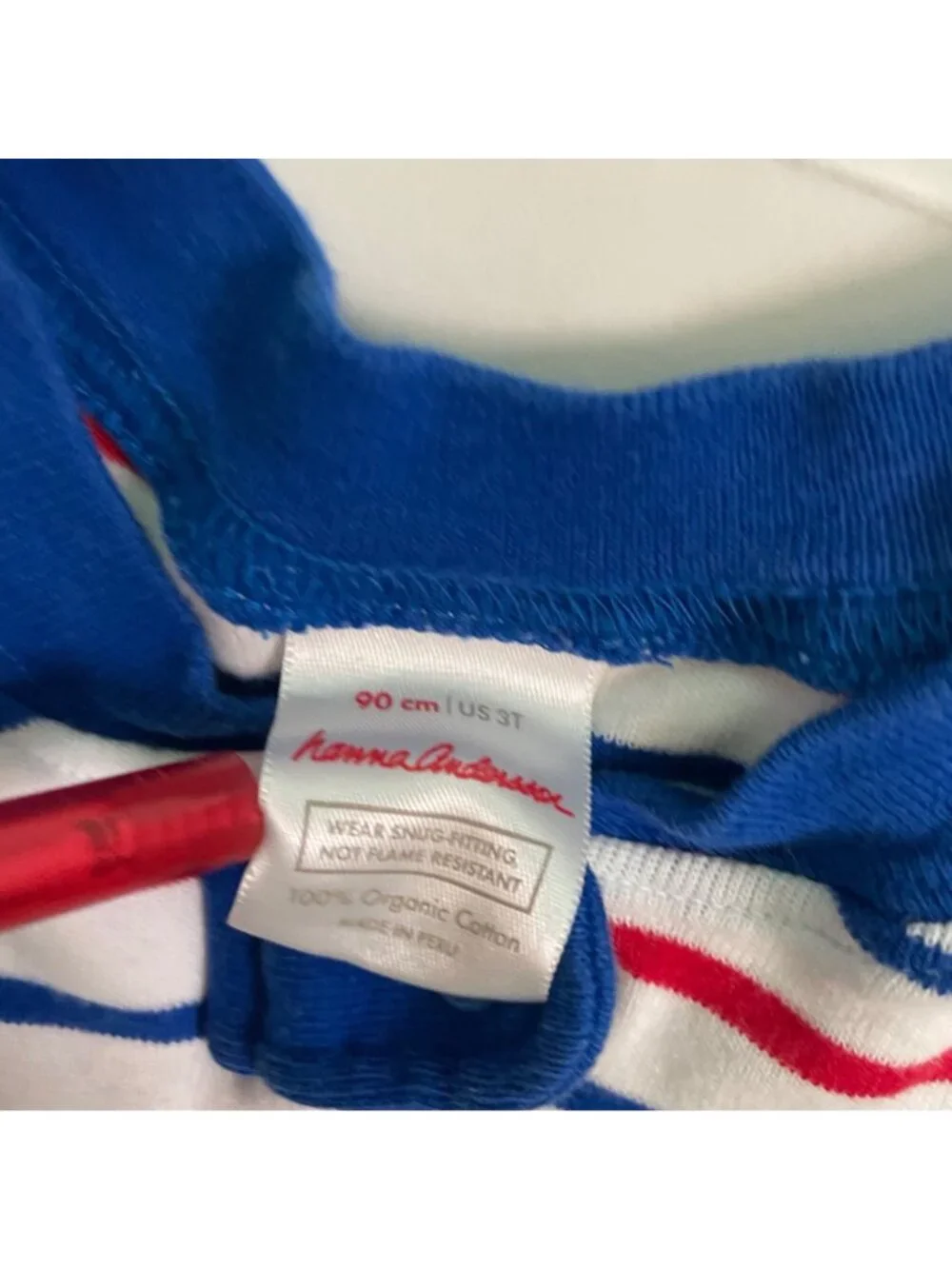 Hanna Andersson Red White and Blue Organic Pajamas, Size 3T